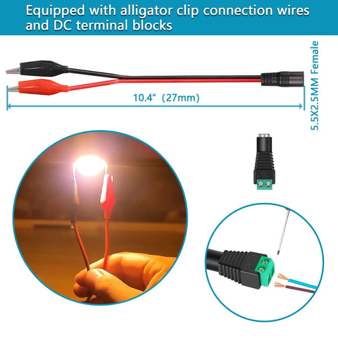 DC 12V 5A Power Supply Adapter Transformer With 100 To 240V AC Input And 5.5x2.5mm DC Output Jack with alligator clips and terminal blocks