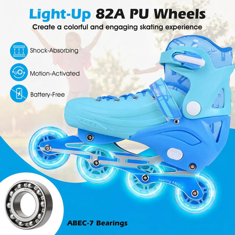 Adjustable Kids Inline Skates With Light Up Wheels For Boys And Girls Ages 5 To 14 4 Size Range Growth Friendly Roller Blades
