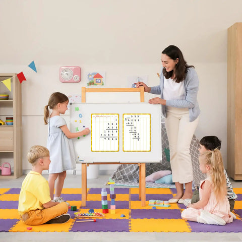 Children using 12 Pack Double Sided Whiteboards 9x12 Inches For Math Practice Long Division Dry Erase Lapboards in classroom