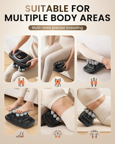 16 Head Percussion Massage Gun Deep Tissue Back Massager With 3 Modes And 30 Intensity Levels For Full Body Recovery in use