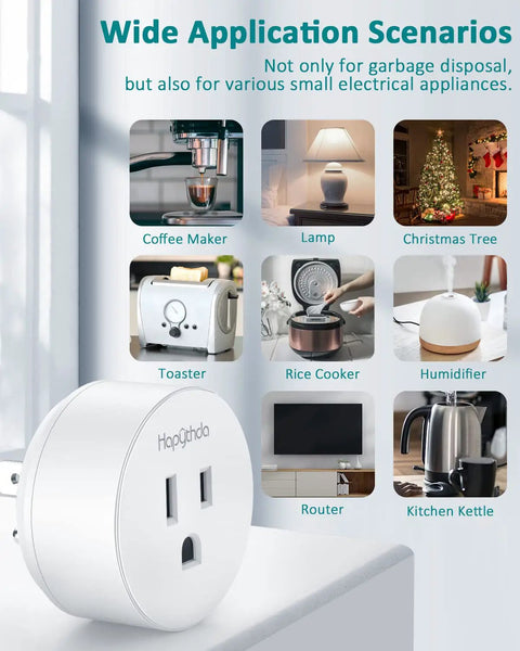 Wide application of Wireless Garbage Disposal Switch With 500ft RF Range Magnetic Base in home appliances like coffee maker, lamp, toaster.