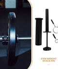 Portable Black Carbon Steel Weight Loading Pin For Gym Equipment with barbell and storage components visible