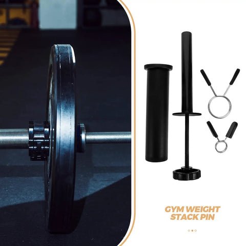 Heavy Duty Barbell Weight Loading Pin With Carabiner for Plate Storage and External Weight Attachment, Carbon Steel Design