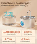 Stainless Steel Cat Water Fountain For Quiet Hydration And Easy Living, 74oz 2.2L Pet Fountain With 6 Filters And 3 Sponges shown