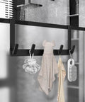 Over The Door Coat Rack And Hooks Heavy Duty Organizer For Winter Gear Fits Doors Up To One And Three Quarter Inches No Drill Easy Install Black L7U in bathroom with hanging towels and brush