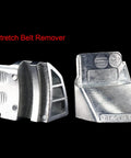 Two Piece Belt Removal And Installation Tool Set For Timing Belts, aluminum alloy belt remover close-up, durable rustproof design.