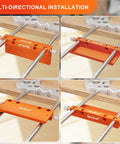 Edge Fence Pro Grade For S04001 And S04003 Portable Drill Guide Aluminum Edge Cutting Gauge showing multi-directional installation.