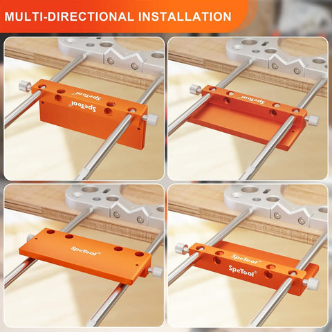 Edge Fence Pro Grade For S04001 And S04003 Portable Drill Guide Aluminum Edge Cutting Gauge showing multi-directional installation.