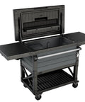 89.8 Qt Portable Outdoor Beverage Cooler Cart With Swivel Wheels Folding Top Lid Shelves And Built-In Bottle Opener In Graphite