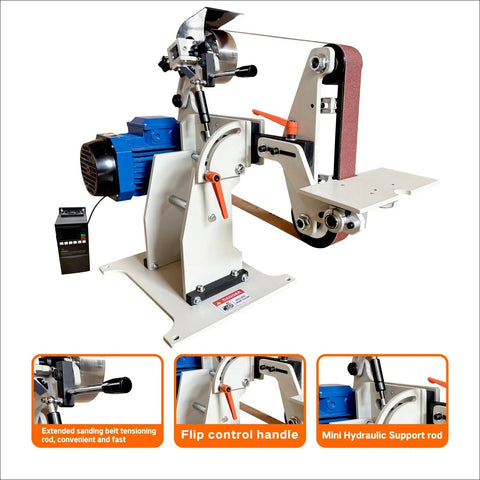 Tough As Nails 2X72 Belt Grinder Sander with 1500W motor, featuring adjustable settings and hydraulic support for metal, wood.