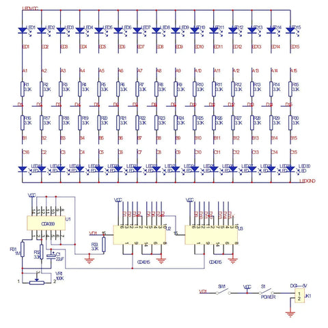 Circuit diagram for Electronic Hourglass LED DIY Kit For Welding Practice, Blue Ray PCB Board Project With Step By Step Guide