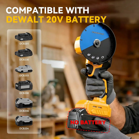 Cordless Cut Off Tool For DeWalt 20V Max 4 Inch Brushless Cutter displayed in hand; 18000 RPM, 3 speeds, no battery included.