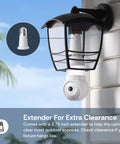 Light Bulb Security Camera For Indoor And Outdoor Use With 360 Degree Pan Tilt Color Night Vision LED Spotlight And 2.4GHz Wi Fi 6 No Sweat Screw In E26 E27 Socket Fit For Porch Lights Home Security 2026 Upgrade installed in outdoor sconce with extender.
