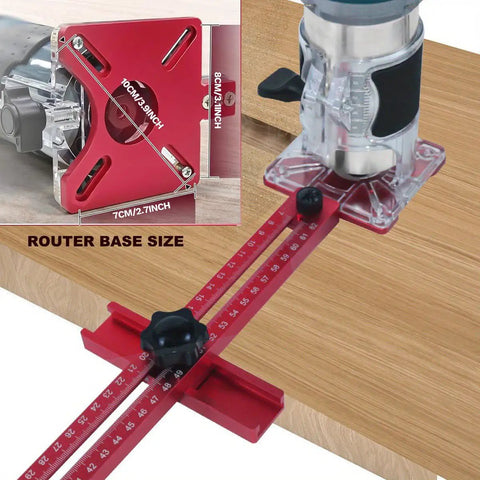 Pro Grade Router Milling Groove Bracket For Precision Woodworking Circle Cutting And Fast Engraving Quick Setup Jig mounted on a wooden surface.