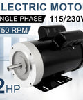 2 HP General Purpose Electric Motor With 1750 RPM Dual Voltage 115 230V Single Phase Five Eighth Inch Shaft CW CCW TEFC Enclosed