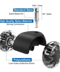 Dual Rubber Office Chair Wheels Two Inch Set Of Five Heavy Duty Casters Support Up To 2200 Pounds Quiet Rolling For Hardwood Floors And Carpets Universal Fit Seven Sixteenths By Seven Eighths Inch Black, close-up view of wheel components.