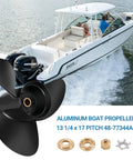 Mercury Outboard Propeller Upgrade Aluminum 13 And A Quarter By 17 15 Spline Tooth Right Hand With Hub Kits Included OEM 48-77344A45
