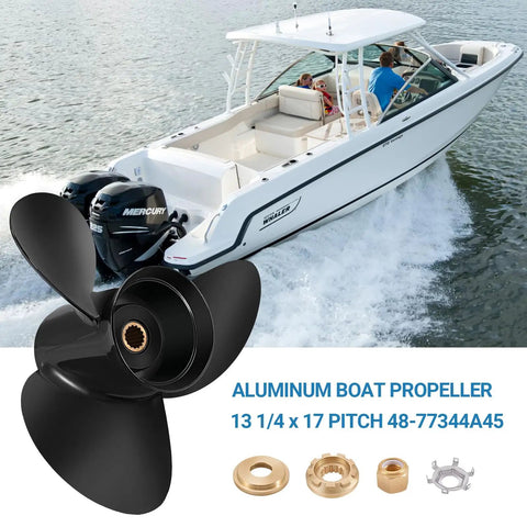 Mercury Outboard Propeller Upgrade Aluminum 13 And A Quarter By 17 15 Spline Tooth Right Hand With Hub Kits Included OEM 48-77344A45