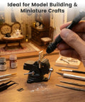 Pro Grade Precision Micro Drill Bit Set With 26 Pcs HSS And Carbon Steel Bits 0.5 To 3.2 mm Pin Vise Hand Drill Kit in use for model crafting