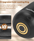 Close-up of the 2025 upgraded gold-coating ring on Top Shelf Self Heating Coffee Mug with precise temperature control.