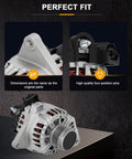Premium Auto Alternator Replacement For Hyundai Elantra 2011-2017 And Elantra Coupe 2013-2014 And Elantra GT 2013-2017 Plus Kia Forte 2014-2016 And Soul 2012-2013 High Output 12V Car Electrical System Upgrade showing dimensions and four-position pins