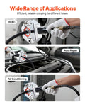 Hydraulic Hose Crimper Kit for Automotive Air Conditioning Repair With Seven Dies and Snap-On Carrying Case in use