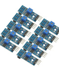 Ten Pack TCRT5000 Infrared Reflective Photoelectric Sensor Switch 3.3V to 5V Digital Output Module for Arduino in blue.