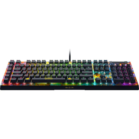 Next Level Gaming Setup Essential With Hella Tactile Green Mechanical Switches Featuring Officially Licensed Pokemon Graphics, colorful RGB keyboard.