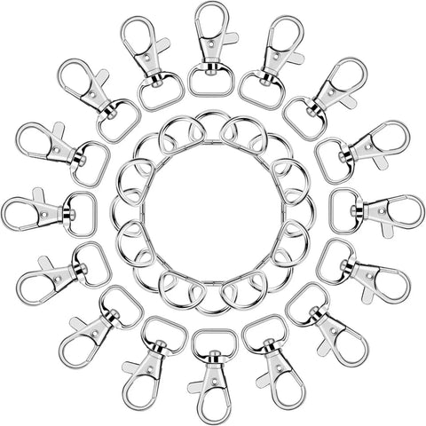 Top Shelf Badass Heavy Duty Zinc Alloy 120 Piece Keychain Clip Hooks And D Rings Set Featuring Swivel Snap Fasteners arranged in circular display