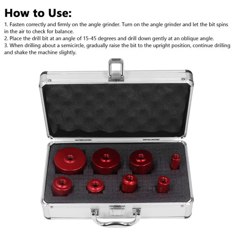 Eight Piece Diamond Hole Saw Drill Bit Set With M14 Thread For Glass Tile Marble Granite Ceramic Dry Drilling Kit Ranging From 20Mm To 68Mm in case
