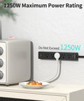 Ultra Thin Flat Plug Power Strip With 6 Foot Cord, 5 Outlets And 3 USB Ports Including 2 USB C, 1700 Joules Surge Protector on wall