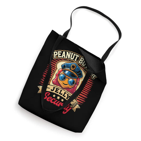 Classic Peanut Butter Jelly Security Tote Bag Crafted From Comfy Polyester Canvas With Sturdy Black Handles, featuring fun graphic design.