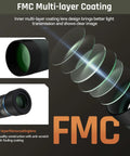 FMC multi-layer coating on 20 To 60x80 ED Spotting Scope With HD Optics Dual Focusing Fog Proof Waterproof Detachable Eyepieces And Smartphone Adapter For Hunting Target Shooting And Birding, showing lens design for clear image