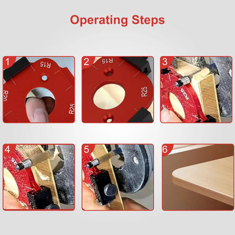 Heavy Duty Aluminum Router Corner Radius Template Kit Including Eight Radius Measurement Options For Butter Smooth Woodworking Edge Profiling And Router Table Jig Setup That Guarantees Zero Headaches operating steps for smooth edge profiling.