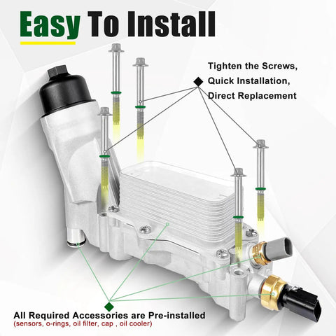 Aluminum Engine Oil Cooler And Oil Filter Housing Adapter For 3.6L V6 Engines 2011 2016 installation guide image