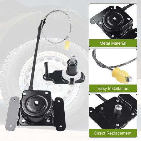 Spare Tire Hoist Winch Assembly For Ford Transit 2014 Plus Custom 2012 Plus with lifting mechanism and wire, heavy duty steel.