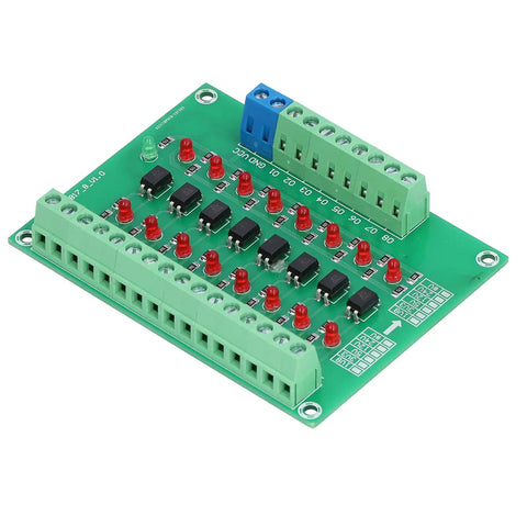 8 Channel Optocoupler PLC Signal Converter Board With Common Anode And Cathode Differential Inputs for safe signal isolation and level shifting