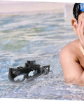 Remote Control Submarine Boat For Pool Fun, 6 Channel RC Sub with one propeller and child in pool, adult friendly, black