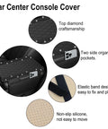 Fresh Universal Leather Center Console Cover With Chic Bling Accents And Handy Dual Storage Pouches To Keep Your Daily Driver Interiors Slick And Fully Organized In Modern Black, featuring diamond craftsmanship and two side pockets.