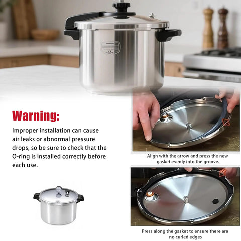 Pro Grade Replacement Gasket For Mirro Pressure Canner 12 16 22 Qt Fits Models M-0512 M-0522 M-0312 M-0406 M-0416 M-0526 M-0622 Durable Leakproof Seal For Safe Canning And Easy Installation, silicone gasket in canner lid groove
