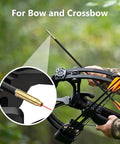 Crossbow Laser Bore Sight With On Off Switch Red Laser For Bow And Archery Easy Boresight Tool With Batteries Included Arrow Bore Sighter Boresighter For Precise Sight In in use, highlighting close-up of the laser feature.
