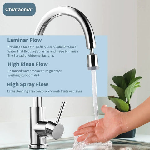 Swivel Faucet Aerator Three Function Nozzle For Kitchen Sink 360 Degree Rotation High Flow Chrome Finish No Frills Easy Switch Between Laminar Rinse And Shower Modes Fits Fifty Five To Sixty Four Inch Female Thread Faucet Extender Adapter