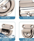 Marine-grade stainless steel folding pad eye D-ring set, 4 sets for boat deck hardware, polished finish