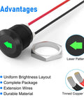 Two Pack 12V Green LED Indicator Lights For Cars And Trucks Waterproof Signal Lamps With Half Inch Panel Cutout