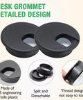 2 Pack Desk Grommet Hole Covers 1.38 Inch For Easy Desk Cable Management, White ABS Plastic Grommets, U Shape Hole Insert detailed design