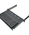 Fully Extendable 1U Keyboard Tray Universal 19 Rack Mount Sliding Console Shelf For Network Equipment Servers Featuring No Fuss Installation And Straight Up Durable Build Pack Of Two, black design with keyboard.