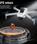 HD Dual Camera FPV Drone With Obstacle Avoidance, 5G WiFi RC Quadcopter hovering over GPS return point in black setting