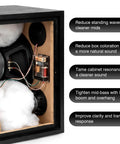 Oversized Heavy Weight Polyester Fiber Speaker Damping Fill Sheet Tough As Nails Acoustic Stuffing For Diy Subwoofer Enclosures Cabinet Repair And Car Audio inside a speaker cabinet with wiring and speaker drivers