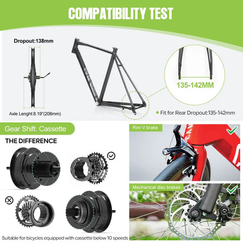 G0900 48V 750W Rear Hub Ebike Conversion Kit For 27.5 Inch Mountain Bikes With SW2M58 Display And PAS Sensor, Fits 135-142mm Dropouts, V-Brake Or Disc Compatible, Brushless Geared Motor, Programmable Controller For Smooth Power