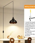Black Pendant Light With Plug In Cord And Dimmable Dimmer Switch Industrial Hanging Kitchen Island Fixture installation